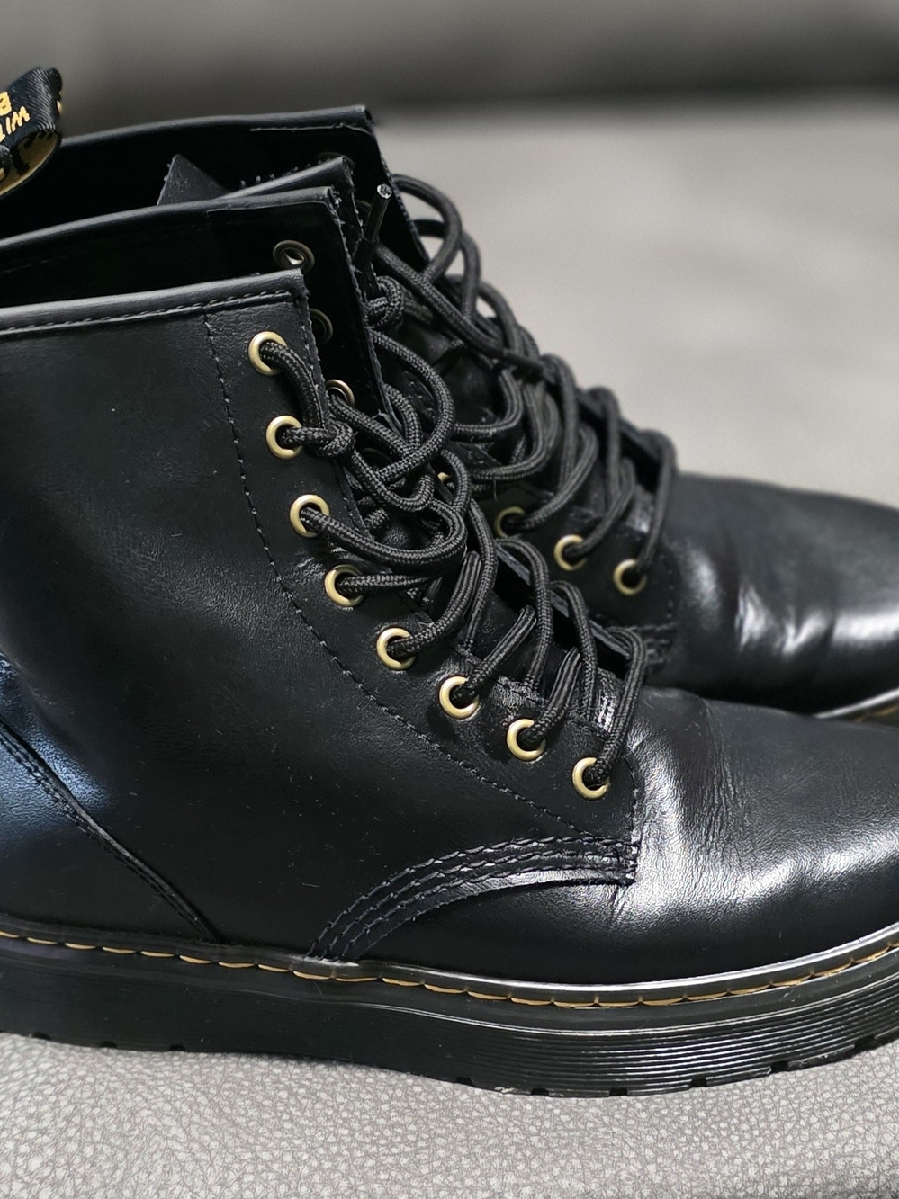 Dr. Martens Black Leather Chelsea Boots with Yellow Stitching - BOUNCING SOLES